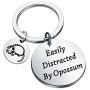 CENWA Funny Opossum Gift Opossum Lover Gift Easily Distracted by Opossums Keychain Wildlife Rescue Gift