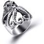 Elfasio Stainless Steel Octopus Ring for Men Tentacles Retro Gothic Punk Style Jewelry Silver Black Vintage Rings,Size 8-13