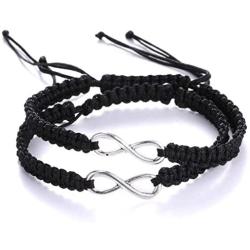 RAMESON 2Pcs Infinity Distance Couple Braided Handcrafted His and Hers Bracelet Adjustable Lovers Bracelet Forever Friend