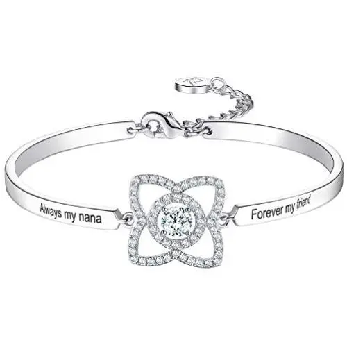 Aihitero Christmas Day Grandma Bracelet Gifts, Always My Nana Forever My Friend Love Bangle, White Gold Plated Fashion Jewelry for Women, Xmas Birthday Anniversary Presents from Granddaughter Grandson Aihitero Christmas Day Grandma Bracelet Gifts, Always My Nana Forever My Friend Love Bangle, White Gold Plated Fashion Jewelry for Women, Xmas Birthday Anniversary Presents from Granddaughter Grandson