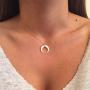 JczR.Y Fashion Vintage Resin Big Horn Shaped Crescent Moon Pendant Choker Necklace with Chain for Women Statement Boho Jewelry Gift