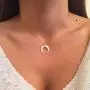 JczR.Y Fashion Vintage Resin Big Horn Shaped Crescent Moon Pendant Choker Necklace with Chain for Women Statement Boho Jewelry Gift