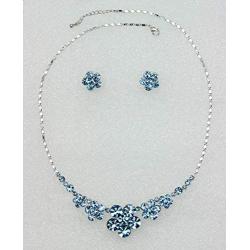 Faship Gorgeous Rhinestone Crystal Floral Necklace Earrings Set