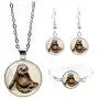 BELUCKIN Silver Sloth Jewelry Set Cute Animal Sloth Pendant Necklace Bracelet Earrings Dangle Set for Women Girls