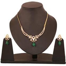 Touchstone Indian Bollywood Intricately Crafted Diamond Look Rhinestone Crystal Colorful Wedding Designer Jewelry Necklace Set in Gold and Silver Tone for Women.
