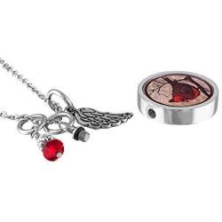 Lola Bella Gifts and Spirit Lala Cardinal Cremation Urn for Ashes Pendant Necklace with Red Feathered Soul Poem Card Gift Box Grief Memorial