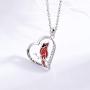 MANBU Sterling Silver Cardinal Necklace for Women - Red Bird Heart Pendant Always in My Heart Memorial Jewelry Gift for Loss of The Loved One