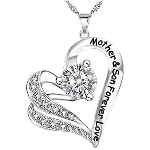 Mother Gifts from Son Necklace for Mother Birthday Gift from Son 925 Silver Heart Necklace Pendant Crystal CZ Mother Son Forever Love Mom Mother Birthday Present Gift Jewelry for Women Gifts Mother Gifts from Son Necklace for Mother Birthday Gift from Son 925 Silver Heart Necklace Pendant Crystal CZ Mother Son Forever Love Mom Mother Birthday Present Gift Jewelry for Women Gifts