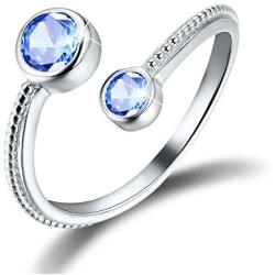 Esberry, Sweet 16 Gifts for Girls, 925 Sterling Silver Birthstone Adjustable Rings Birth Month Open Rings Birthday Gift for Teen Girls Women