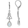 Silvershake Natural Moonstone 925 Sterling Silver Triquetra Celtic Knot Drop Dangle Leverback Earrings