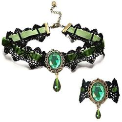 Youniker Retro Handmade Choker Necklace for Women Gothic Black Lace Necklace for Halloween Punk Costume Party Royal Court Vampire Choker