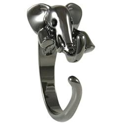 Ellenviva Elephant Adjustable Animal Wrap Ring Shiny Graphite Tone
