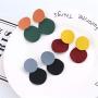 coadipress Round Curved Dangle Earrings Set for Women and Girls Gold Fashion Matte Paint Discs Drop Statement Jewelry