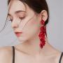 SMALLLOVE Acrylic Petal Dangle Drop Earrings for Women Girls Fashion Long Rose Flower Hanging Resin Floral Statement Earring Jewellery Gifts
