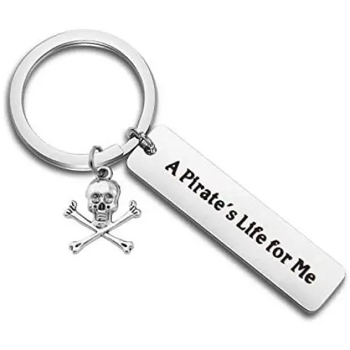 SEIRAA Pirates Keychain Skull Crossbones Charm Pirate of Caribbean Inspired Gift for Pirate Lover Pirate Jewelry