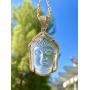 Iced Guanyin Tathagata Buddha White Jade Pendant Necklace 20'' Rope Chain Genuine Certified Grade A Jadeite Jade Hand Crafted, Jade Necklace, 14k Gold Filled Laughing Jade Buddha Necklace, Jade Medallion, Fast Prime Shipping