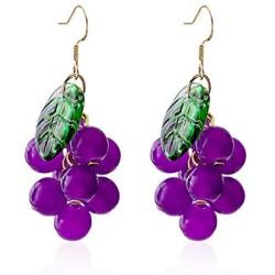 YUNXI 3D grape Drop Earrings Cute Fruit Gold Dangle Earrings Charm Jewelry Gift Earrings for Women Girls