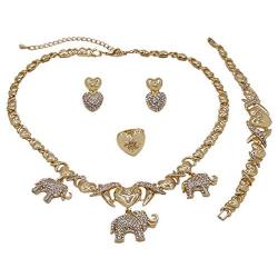 Yulaili Hugs and Kiss XO Jewelry Sets for Women Pendant Crystal Necklace Bracelet Stud Earrings Rings Anniversary Jewelery Gifts