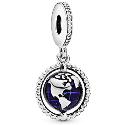 Pandora Jewelry Spinning Globe Dangle Cubic Zirconia Charm in Sterling Silver