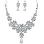 BriLove Wedding Bridal Jewelery Set for Women Rhinestone Butterfly Filigree Statement Necklace Dangle Earrings Clear Silver-Tone