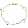Wellingsale 14k Two 2 Tone White and Yellow Gold Heart Link Bracelet with Lobster Claw Clasp - 7.5''