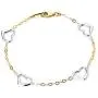 Wellingsale 14k Two 2 Tone White and Yellow Gold Heart Link Bracelet with Lobster Claw Clasp - 7.5'' Wellingsale 14k Two 2 Tone White and Yellow Gold Heart Link Bracelet with Lobster Claw Clasp - 7.5''
