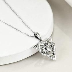 ONEFINITY Claddagh Necklace Sterling Silver Good Luck Irish Claddagh Celtic Knot Love Heart Pendant Necklace Jewelry Gifts for Women