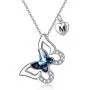 Dainty Initial Necklaces Silver Butterfly Necklace with Crystal Pendant Letter Script Name Necklace Monogram Necklace for Women Minimalist Personalized Jewelry Gift(from Alphabet 26 A-Z)