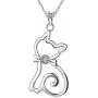 Besilver Cute Animal Pendant Necklace Charm 925 Sterling Silver Cat/Snake/Sloth/Dolphin/Starfish/Snail/Shark Cute Animal Jewelry Gift for Women Girl