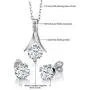 Gem Stone King 925 Sterling Silver White Created Sapphire and White Diamond Pendant Earrings Set For Women (3.65 Ct with 18 Inch Silver Chain) Gem Stone King 925 Sterling Silver White Created Sapphire and White Diamond Pendant Earrings Set For Women (3.65 Ct with 18 Inch Silver Chain)