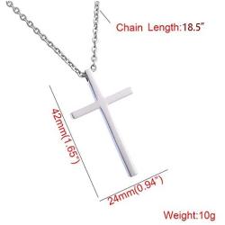 MiniJewelry Silver Cross Necklace Rose Gold Cross Necklace Gold Cross Necklace for Women Stainless Steel Cross Necklace, 18 Inch