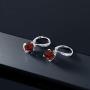 Gem Stone King 925 Sterling Silver Red Garnet and White Diamond Earrings, Cushion Cut Gemstone Birthstone 3.71 Cttw