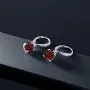 Gem Stone King 925 Sterling Silver Red Garnet and White Diamond Earrings, Cushion Cut Gemstone Birthstone 3.71 Cttw
