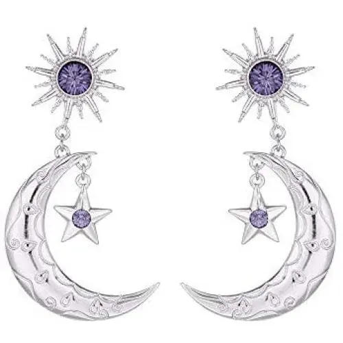 Alloy diamond long earrings,Crescent Moon & Star Dangle Earrings Star Jewelry for Women Alloy diamond long earrings,Crescent Moon & Star Dangle Earrings Star Jewelry for Women