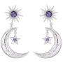 Asymmetric Sun Moon Drop Dangle Earrings for Women Sun Moon Crescent Rhinestone Stud Earrings Bohemian Jewelry