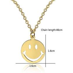 Cute Round Smile Face Pendant Hollow Clavicle Chain Expression Happy Necklace