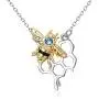 AOBOCO 925 Sterling Silver Honey Bumble Bee Necklace with Honeycomb, Fine Jewelry Gift for Women