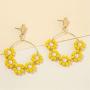 DAMLENG Handmade Multicolor Beaded Dangle Drop Earrings Long Hollow Boho Beaded Flower Hoop Earrings for Women Girls Charm Unique Nation Jewelry