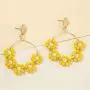 DAMLENG Handmade Multicolor Beaded Dangle Drop Earrings Long Hollow Boho Beaded Flower Hoop Earrings for Women Girls Charm Unique Nation Jewelry
