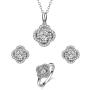 Lovans Jewelry Set 925 Silver Forever Love Crystal Cubic Zirconia Stud Earrings Ring Necklace Jewelry Set Bridal Gifts for Women Wedding