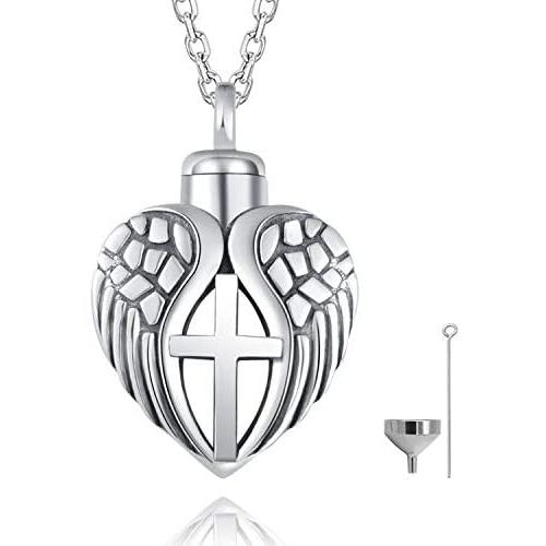 ACJFA 925 Sterling Silver Angel Wings Cremation Jewelry Ash Necklaces Keepsake Memorial Urns Pendant Necklace