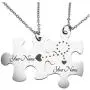 Fanery Sue Personalized Puzzle Pieces Matching Necklace/Kaychain for Love Best Friends Family Custom Name/Date Matching Pendant Set with Gift Box