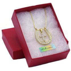 Soulbreezecollection Horseshoe Cowboy Boots Cross Pendant Necklace Cowgirl Charm Ladies Women Fashion Jewelry