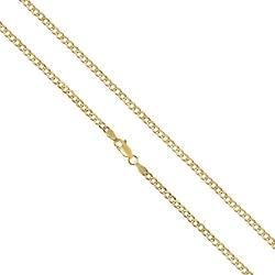 14K Solid Gold 2.5MM Curb Chain Necklace With Lobster Clasp, 16'' - 30''