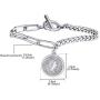 LBJIE Gold Charm Bracelets Stainless Steel Bracelets for Women with Cubic Zirconia Circle, Adjustable Bracelets for Women