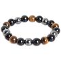 Rustenhof Tiger Eye & Hematite & Black Obsidian 10mm Beaded Triple Protection Bracelet Healing Rope Man Stone