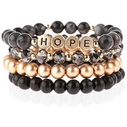 RIAH FASHION Inspirational Lettering Beaded Stretch Bracelet - Religious Christian Cross Strand Natural Stone, Sparkly Crystal Prayer Cuff Bangle RIAH FASHION Inspirational Lettering Beaded Stretch Bracelet - Religious Christian Cross Strand Natural Stone, Sparkly Crystal Prayer Cuff Bangle
