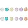 Druzy Quartz Stud Earrings Set 12mm Round Silver Sparkly Crystal Rhinestone Ear Studs Pierced Jewelry for Women Girls 6 Pairs/Set