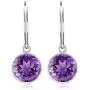 Gem Stone King 925 Sterling Silver Purple Amethyst Leverback Dangle Earrings For Women 8.00 Ctw Beautiful Gemstone Birthstone