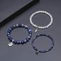 JOVIVI 3pcs Amethyst Rose Quartz Crystal Beaded Chakra Bracelet Natural Healing Energy Lotus Charm Beads Stone Reiki Stackable Stretch Bracelets Set for Women